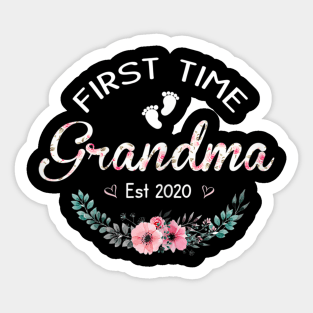 Womens Promoted to Grandma Est 2020 First Time Grandma Floral Sticker